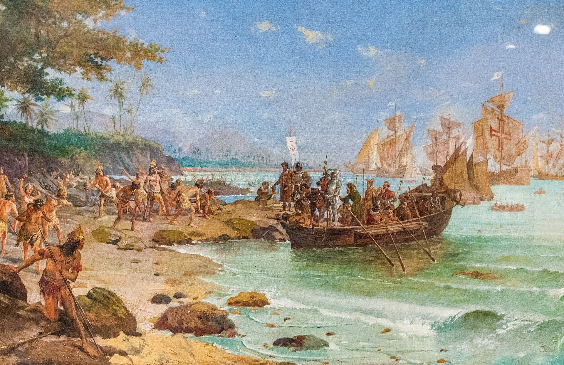 Representação do desembarque de Pedro Álvares Cabral em Porto Seguro em 1500