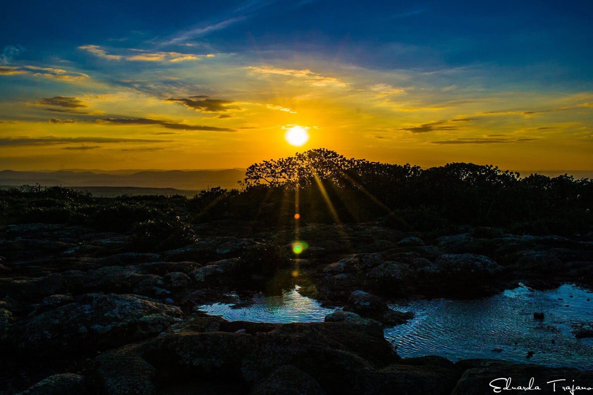 Pôr do sol visto do topo do Morro do Pai Inácio na Chapada Diamantina