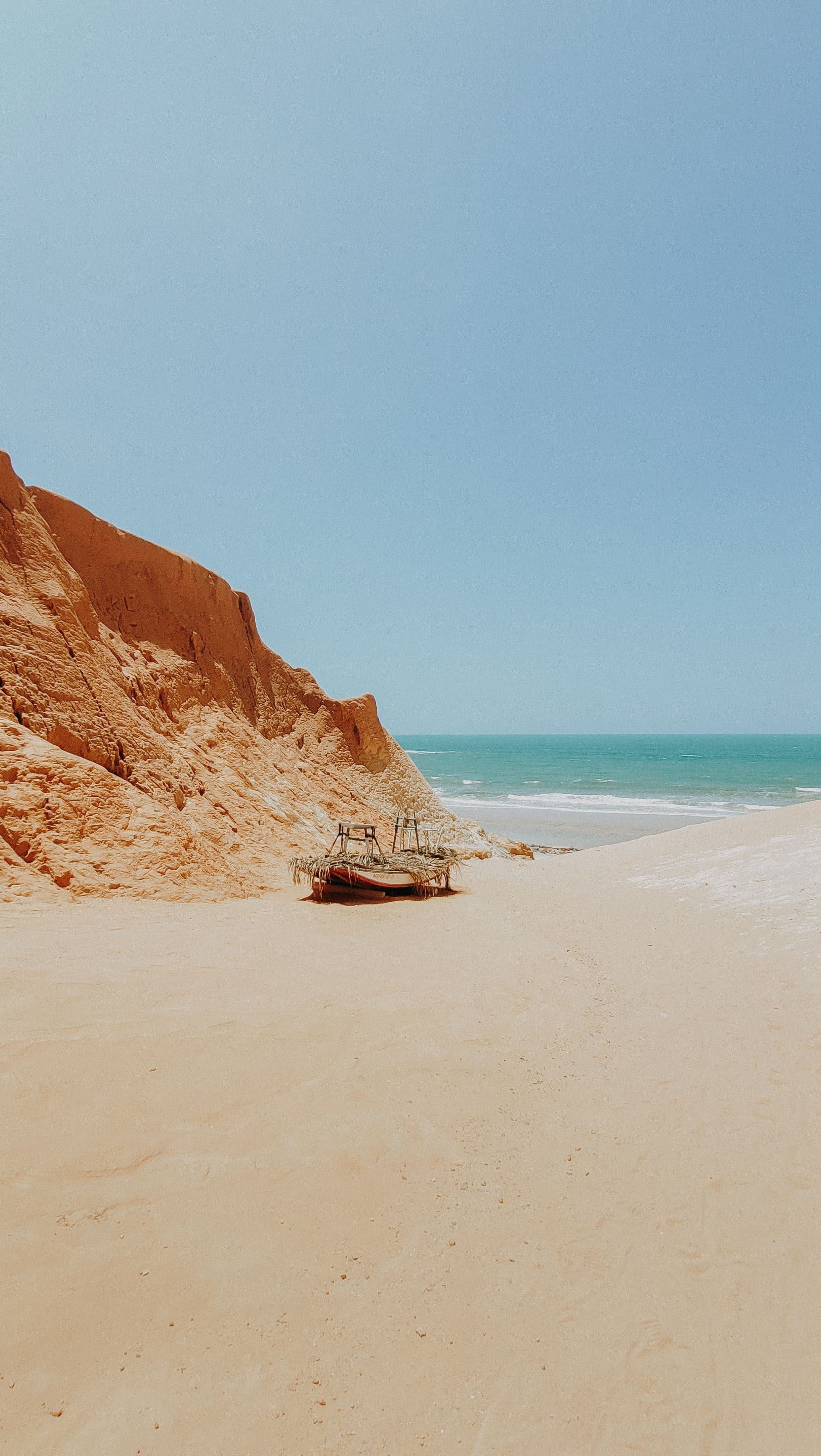 Praia com falésias e o mar em Canoa Quebrada