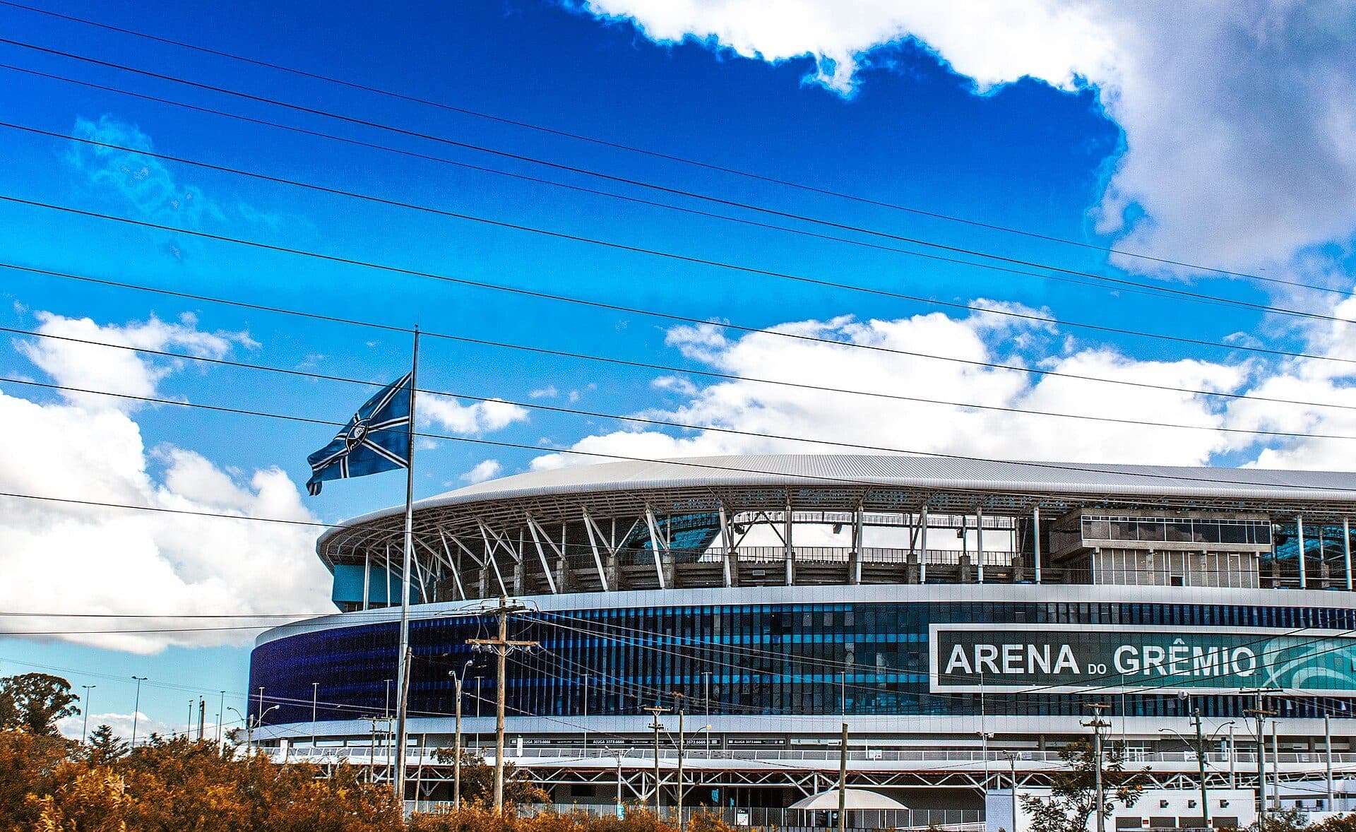 Vista externa da Arena do Grêmio em Porto Alegre