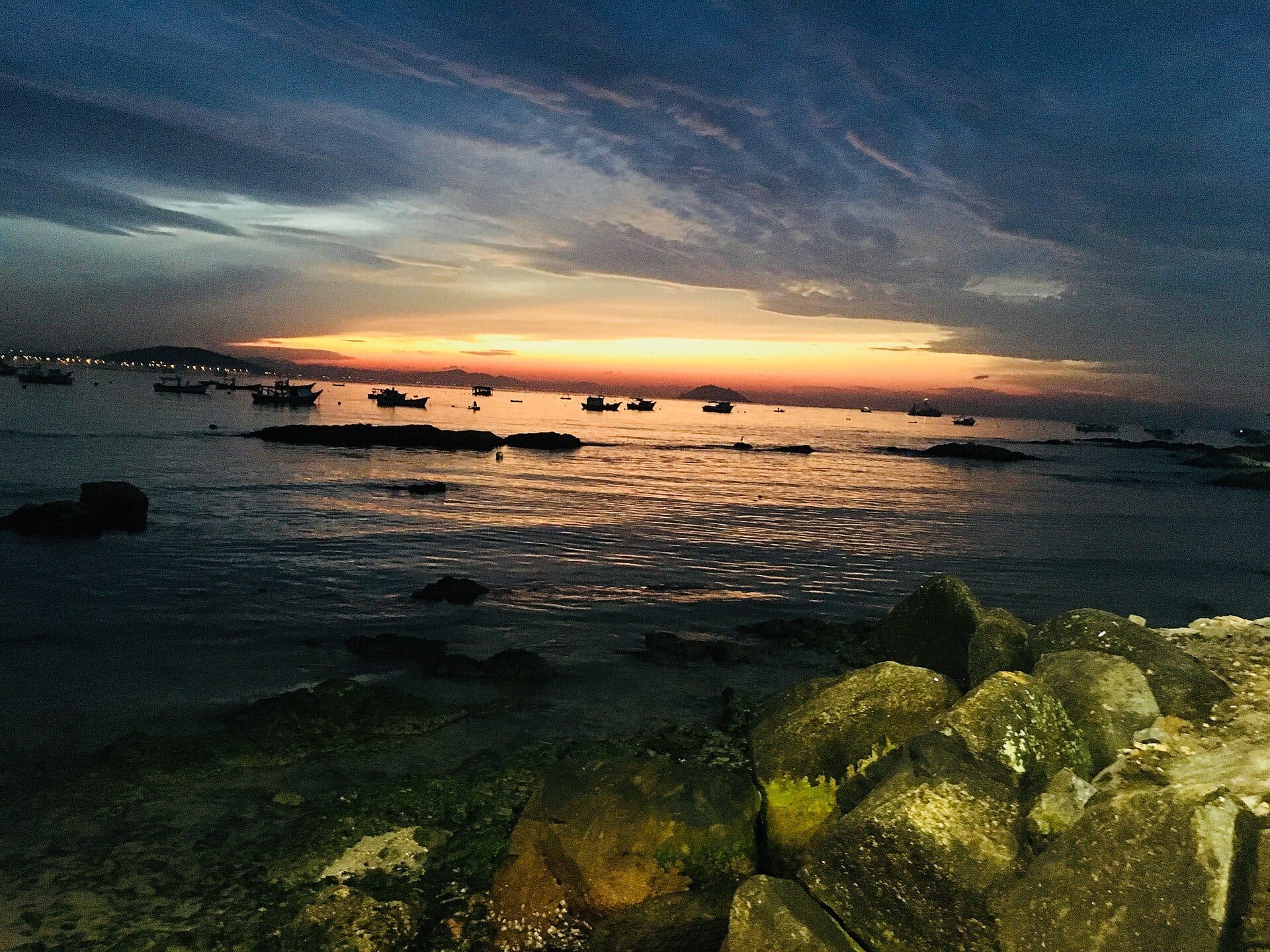 Vista do pôr do sol em Penha, Santa Catarina