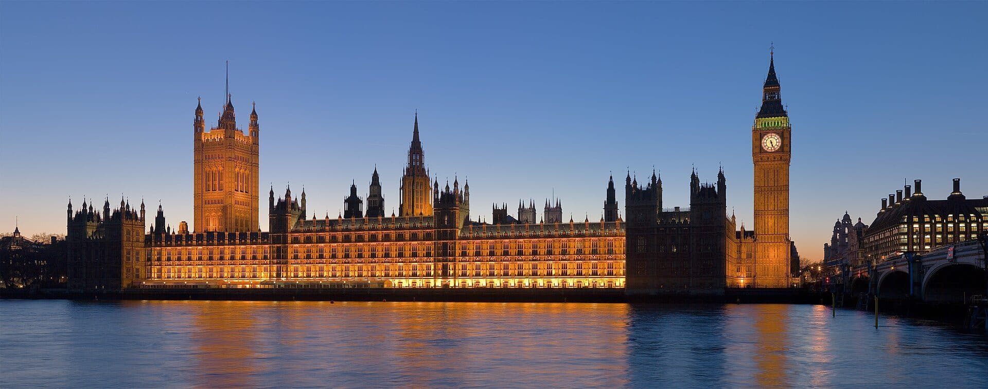 Vista do Palace of Westminster em Londres