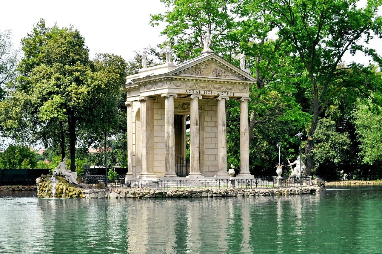 Vista do parque Villa Borghese em Roma, na Itália