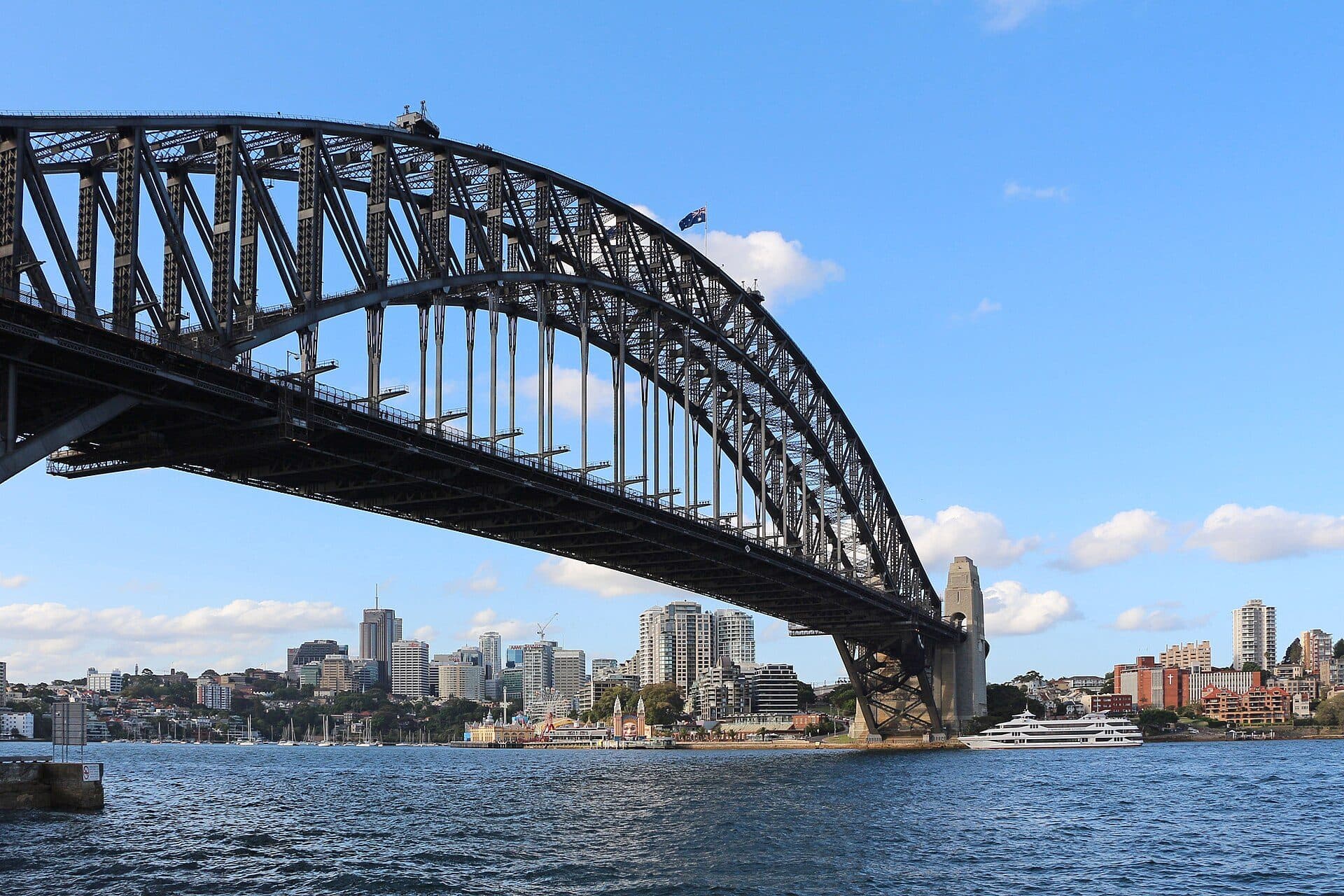 Vista da ponte Sydney Harbour Bridge na cidade de Sydney