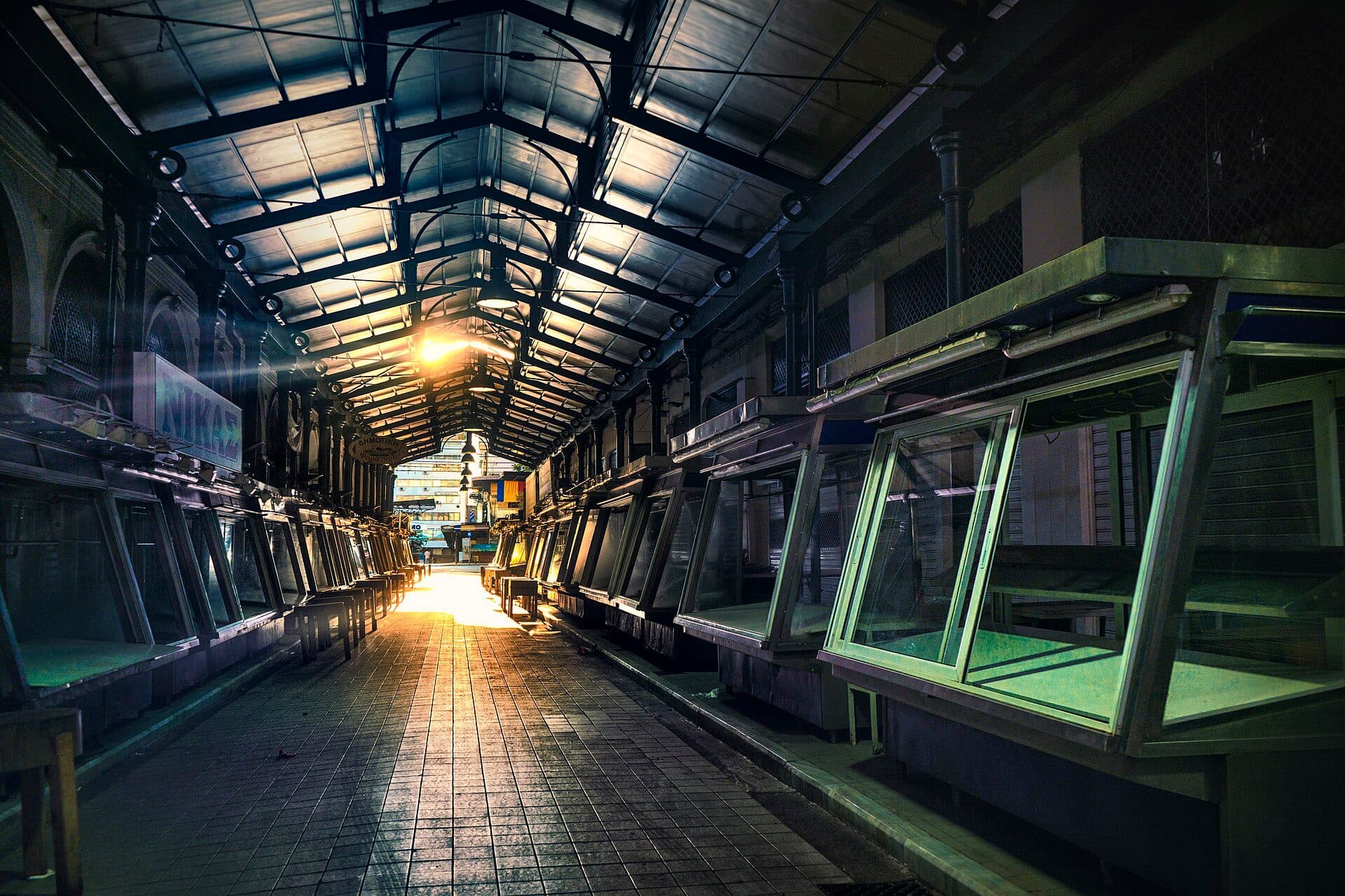 Vista das instalações do Mercado Central de Atenas