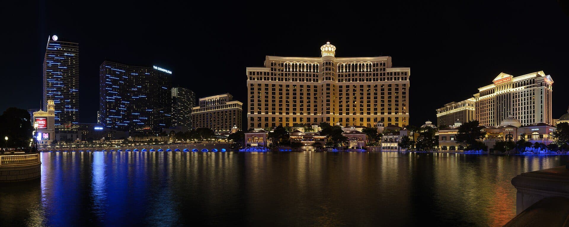 Vista panorâmica do hotel Bellagio em Las Vegas