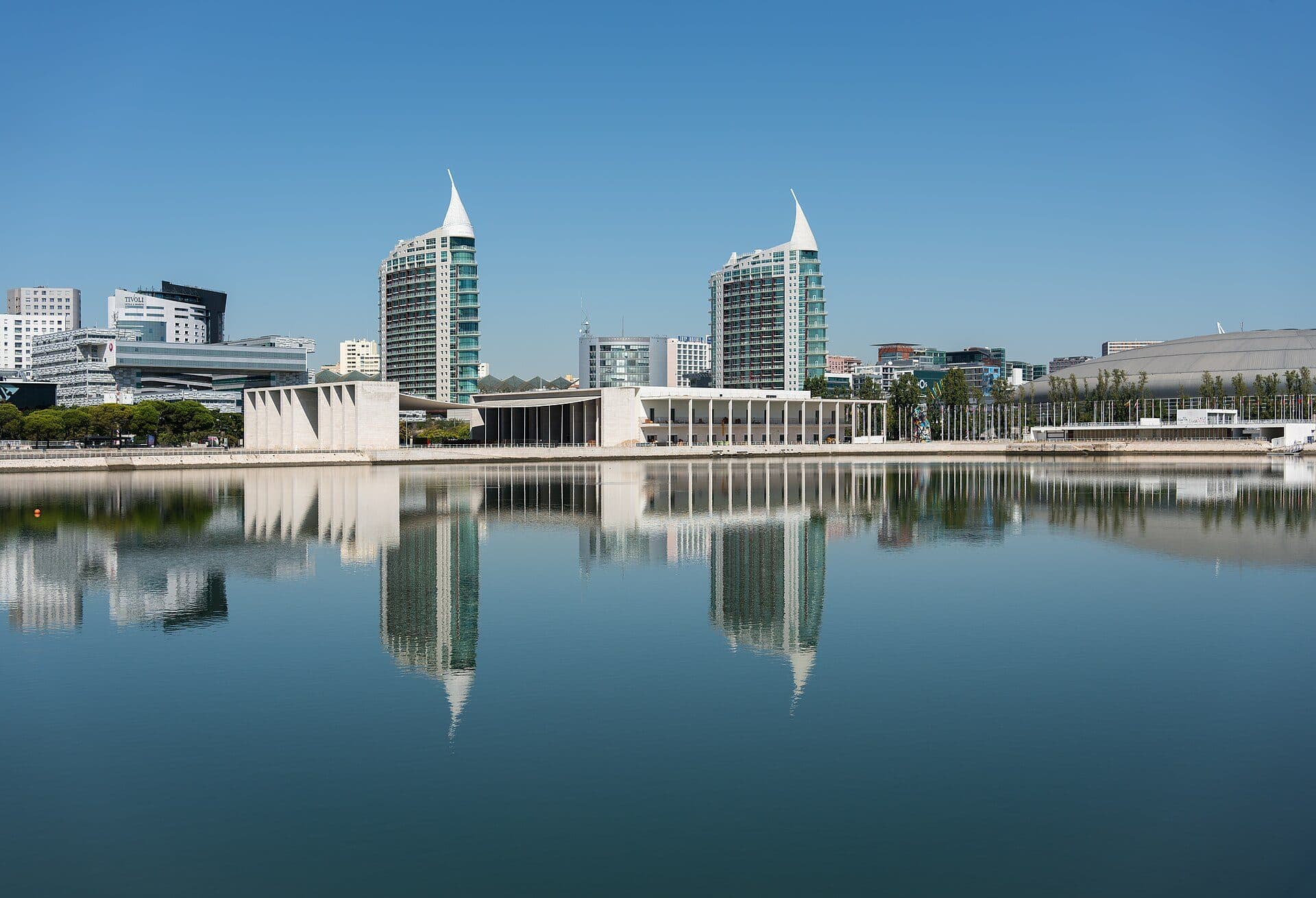 Vista panorâmica do Parque das Nações em Lisboa, Portugal