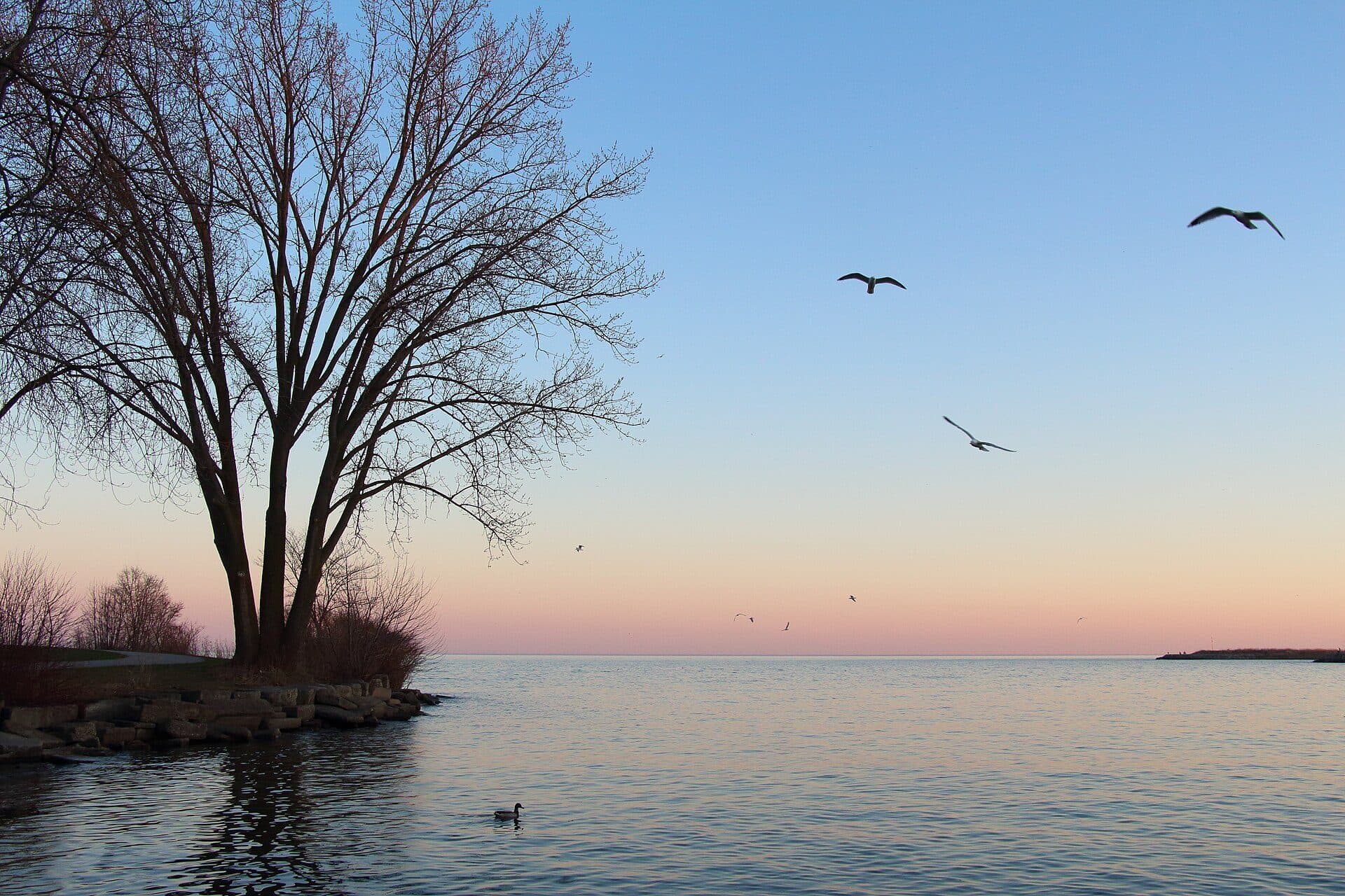 Paisagem do Lake Ontario durante o entardecer