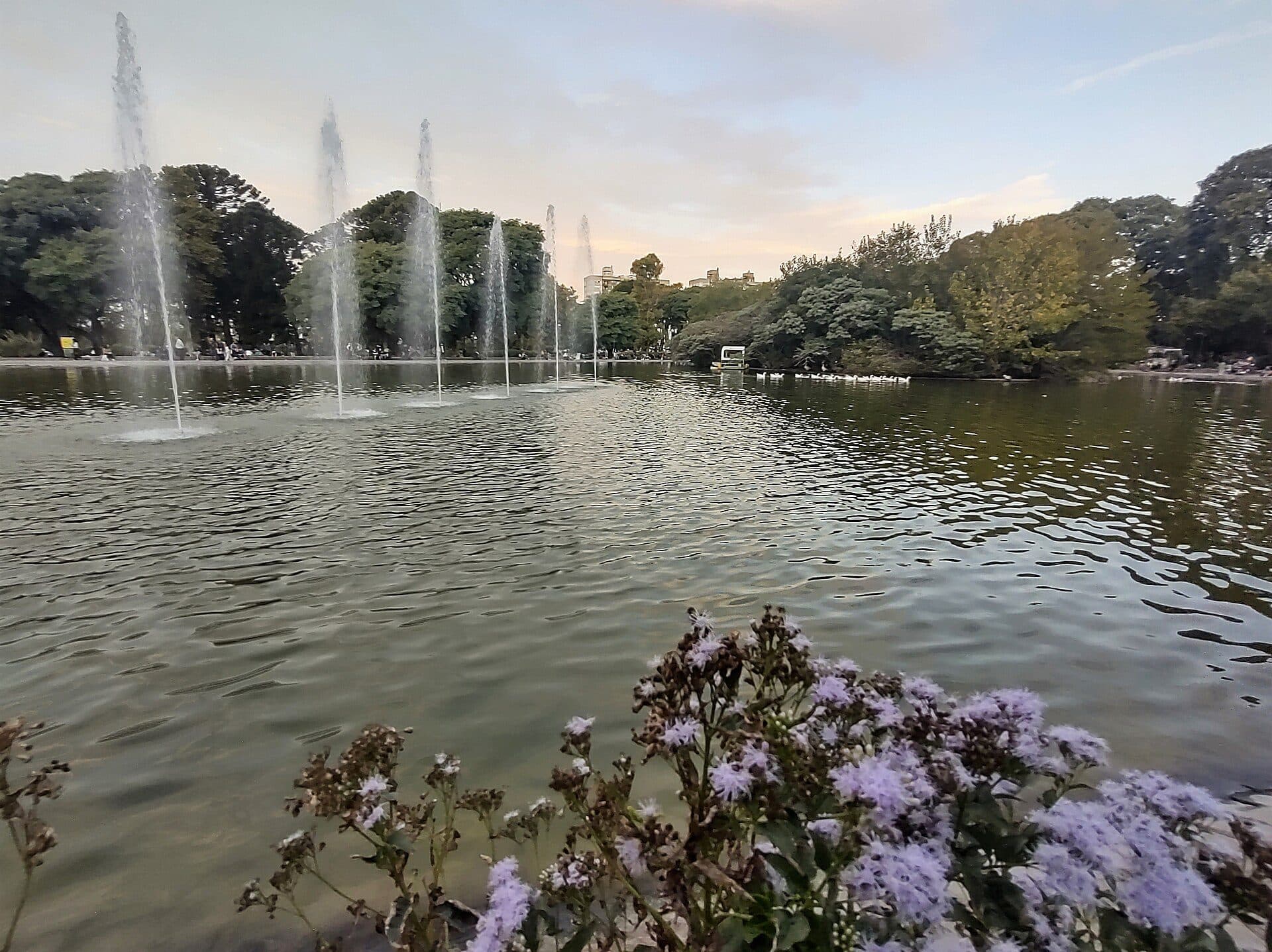 Fonte de água no Parque Centenario em Buenos Aires