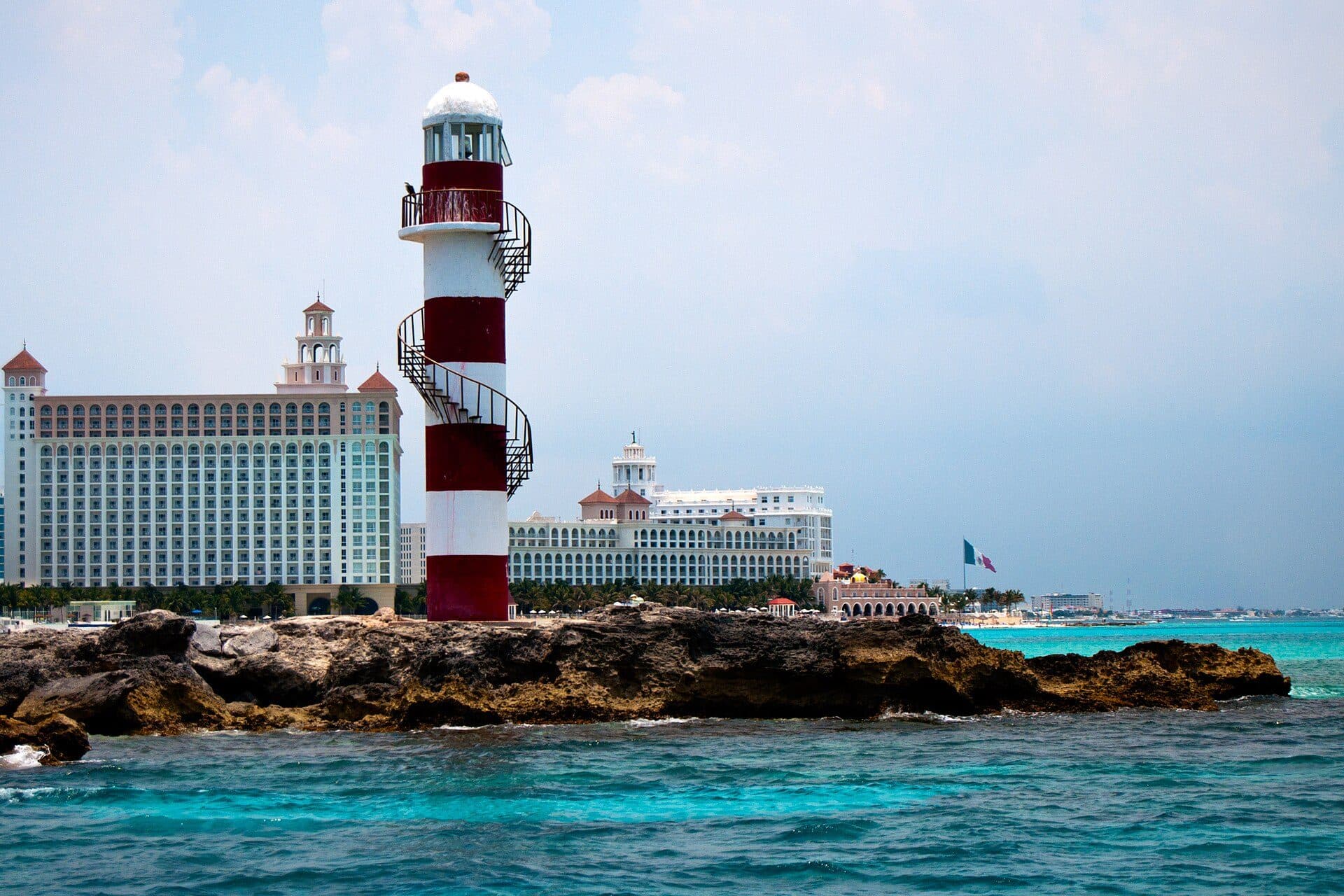 Vista panorâmica da costa em Punta Cancun