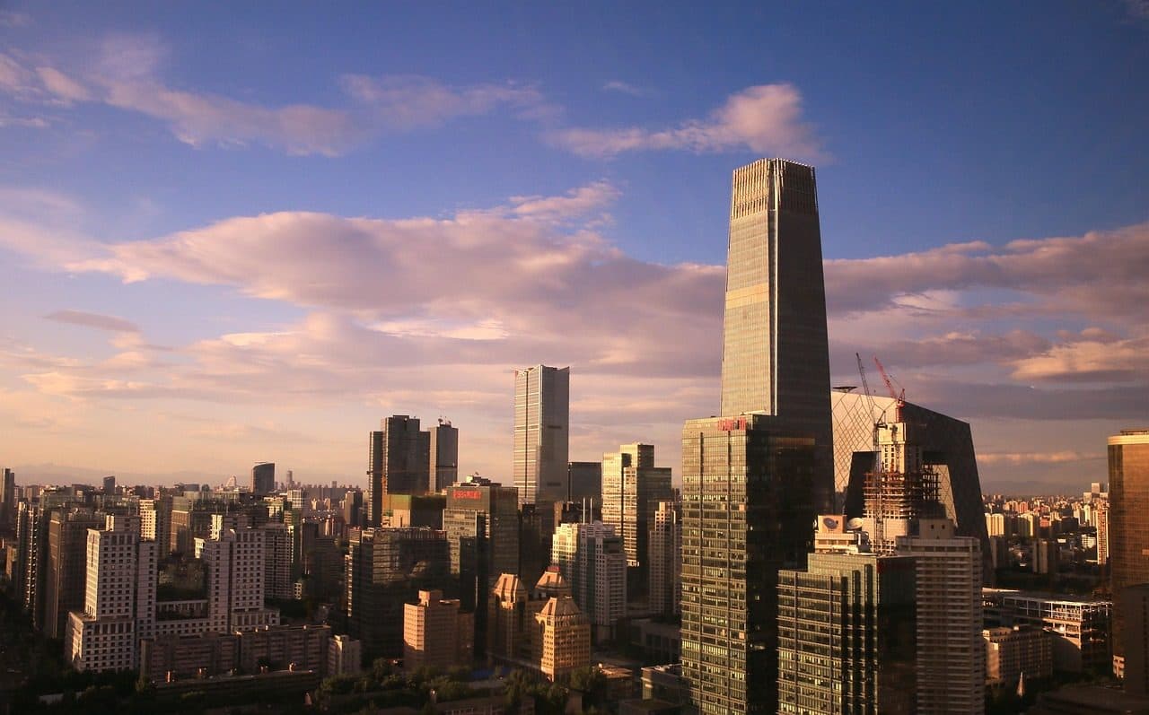Vista da cidade de Beijing durante o crepúsculo