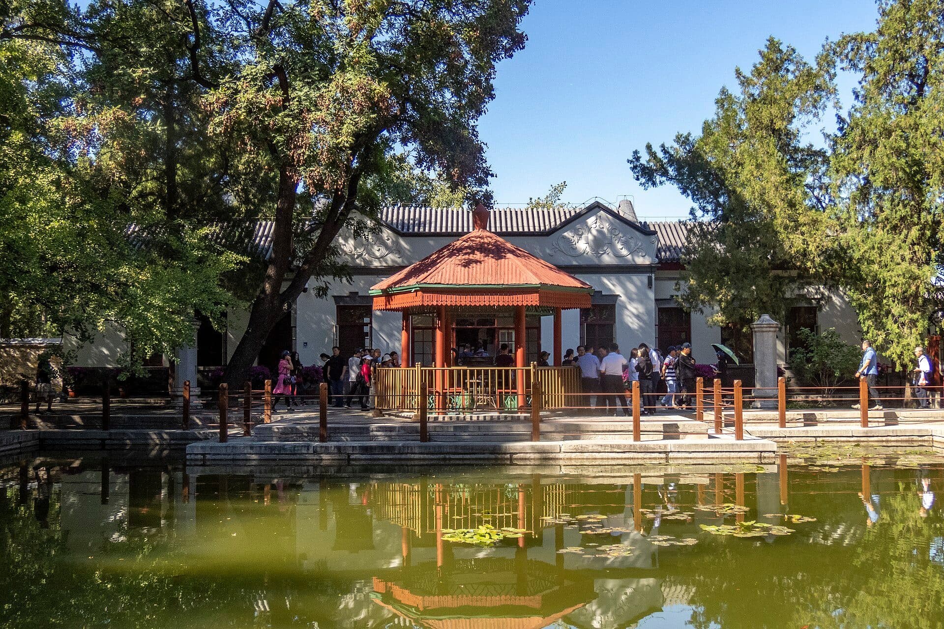 Vista da Shuangqing Villa no Parque Xiangshan