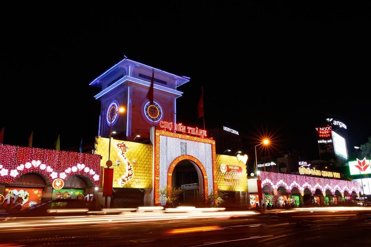 Vista do Mercado Ben Thanh na cidade de Ho Chi Minh, no Vietnã