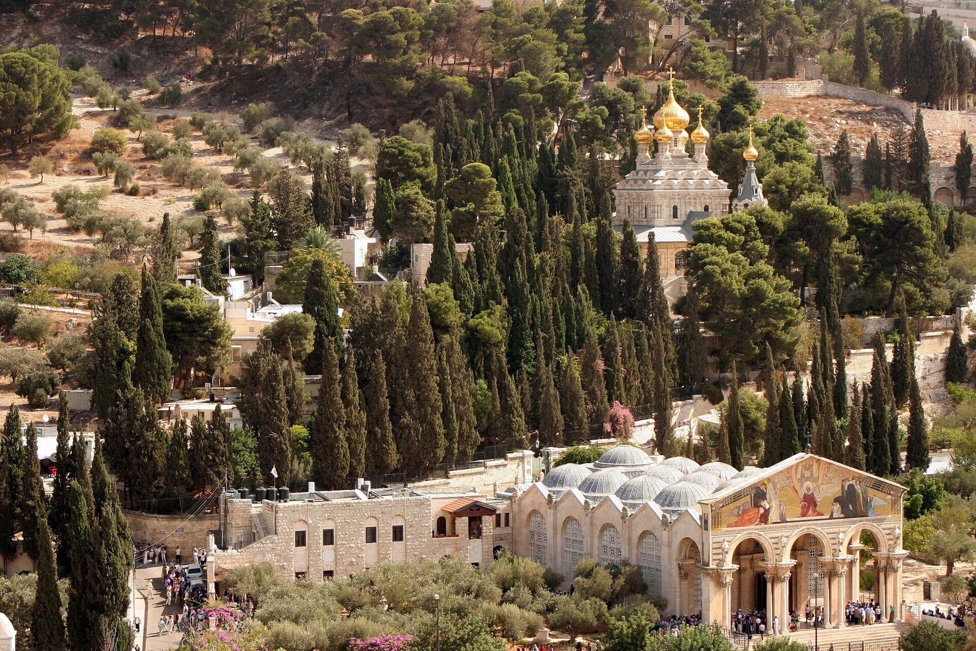 Vista do Jardim do Getsêmani em Jerusalém Oriental