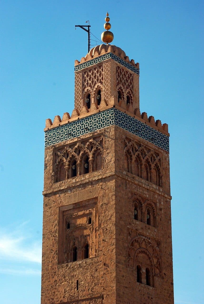 Vista do minarete da Mesquita Koutoubia em Marrakech, no Marrocos