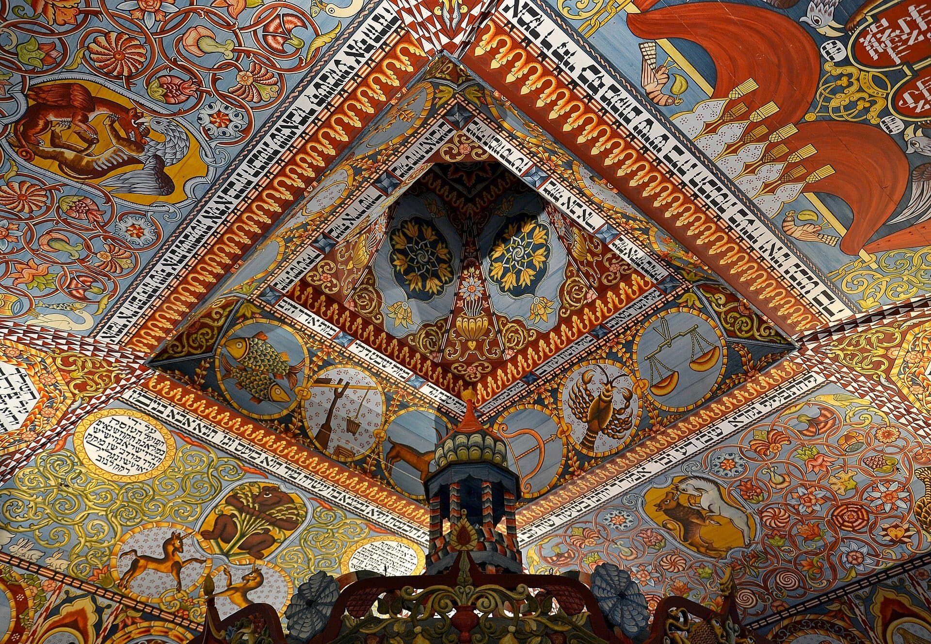 Reconstrução da sinagoga de Gwoździec no Museu POLIN em Varsóvia