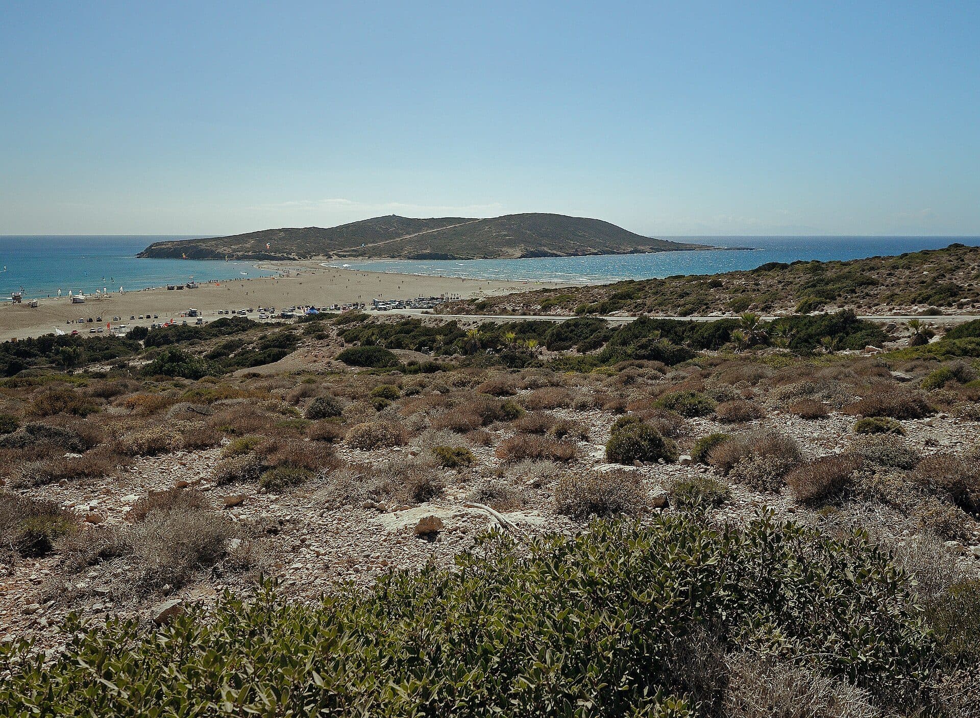 Península de Prasonisi e praia de kitesurf em Rhodes, na Grécia