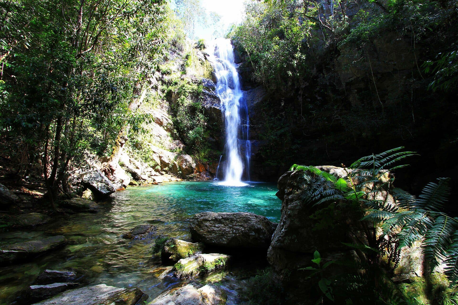 Vista da Cachoeira de Santa Bárbara na Chapada dos Veadeiros em Goiás