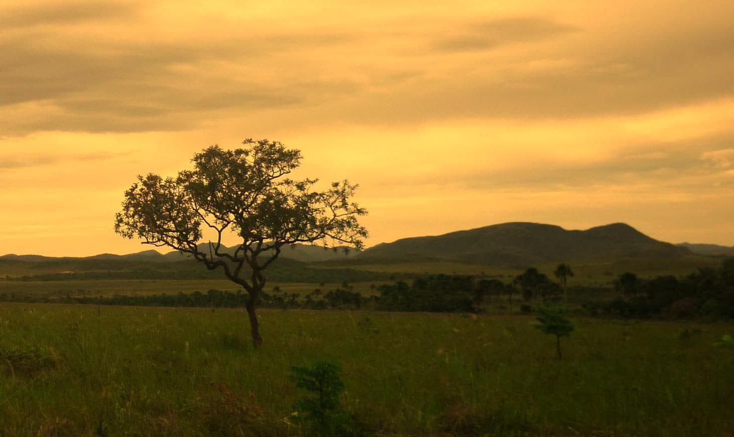 Pôr do sol no horizonte em Alto Paraíso de Goiás