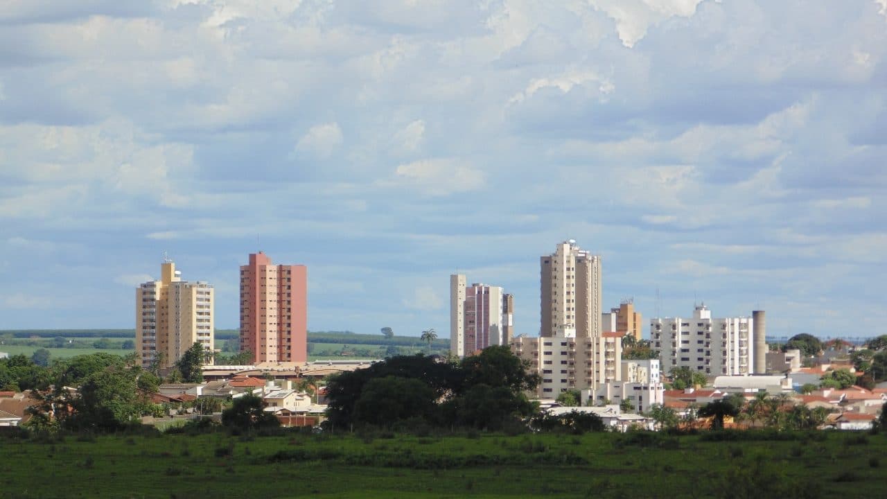 Vista da cidade de Olímpia no estado de São Paulo