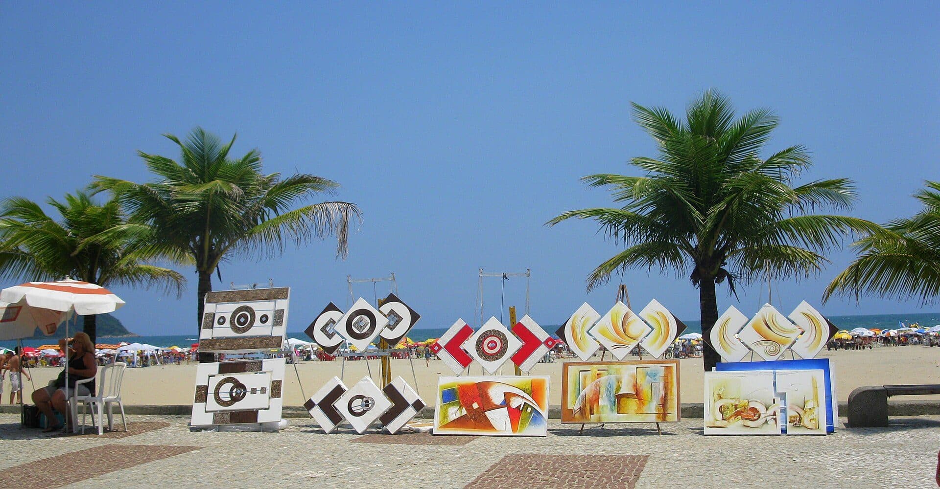 Vista da praia do Boqueirão em Praia Grande, São Paulo